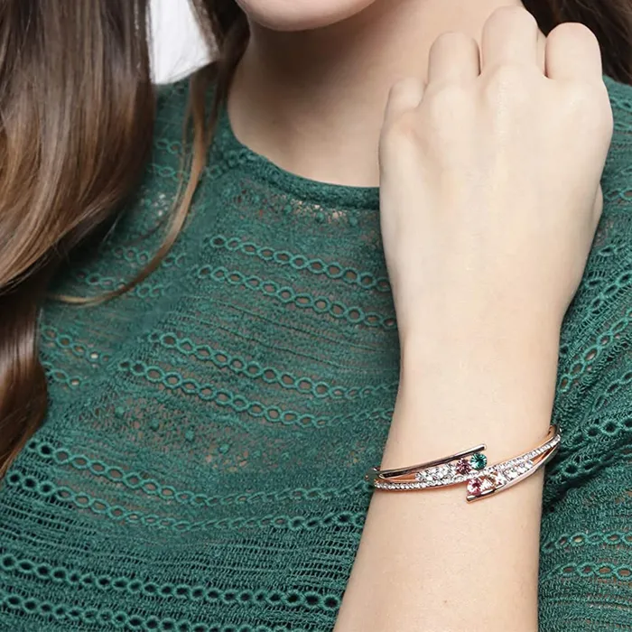 Yellow Chimes Earrings Yellow Chimes Women Crystal Bracelets Rose Gold Plated Bracelets for Women Multi Color Crystals Bracelet For Woman Birthday Gift for Girls Women Anniversary Gift for Wife