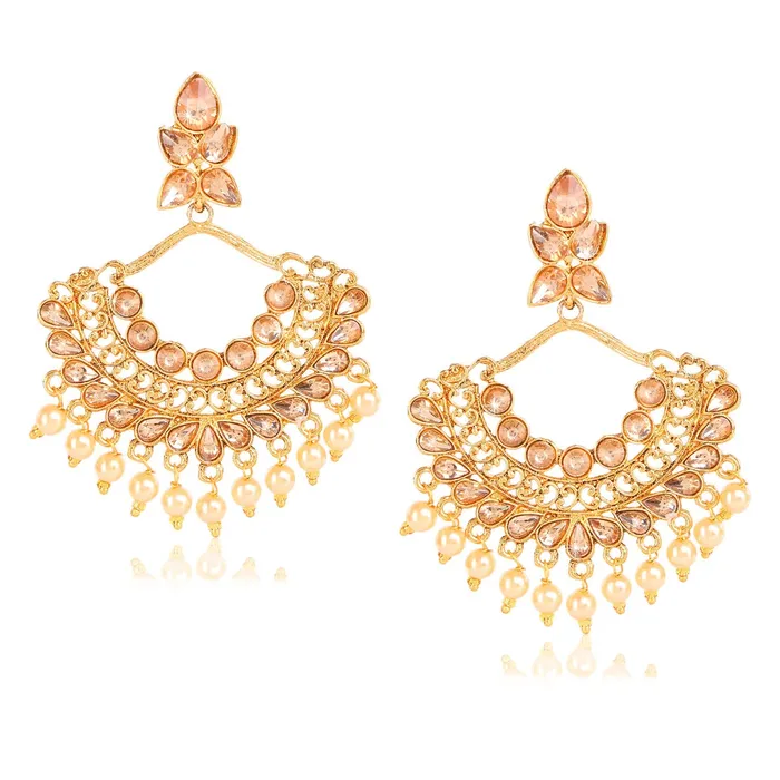 Yellow Chimes Ethnic Golden Kundan Studded Pearl Chand Bali Earrings for Women and Girls Yellow Chimes Earrings Yellow Chimes Ethnic Golden Kundan Studded Pearl Chand Bali Earrings for Women and Girls Yellow Chimes Earrings
