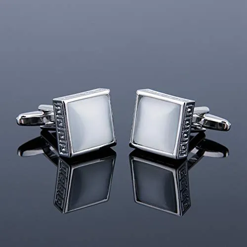 Yellow Chimes Exclusive Collection Stainless Steel Black Silver Design Cuff Links for Men Silver Designer Cuff Links Yellow Chimes Necklaces