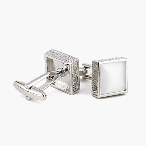 Yellow Chimes Exclusive Collection Stainless Steel Black Silver Design Cuff Links for Men Silver Designer Cuff Links Yellow Chimes Necklaces
