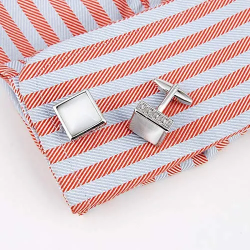 Yellow Chimes Exclusive Collection Stainless Steel Black Silver Design Cuff Links for Men Silver Designer Cuff Links Yellow Chimes Necklaces