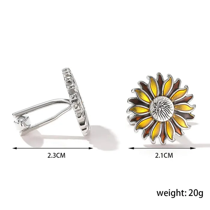 Yellow Chimes Exclusive Collection Stainless Steel Sunflower Designer Cuff Links for Men Yellow Chimes Earrings