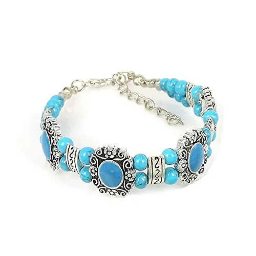 Yellow Chimes Exclusive German Silver Oxidized Turquoise Beads Antique Bracelets For Women and Girls Yellow Chimes Necklaces Yellow Chimes Exclusive German Silver Oxidized Turquoise Beads Antique Bracelets For Women and Girls Yellow Chimes Necklaces