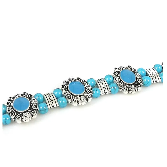 Yellow Chimes Exclusive German Silver Oxidized Turquoise Beads Antique Bracelets For Women and Girls Yellow Chimes Necklaces