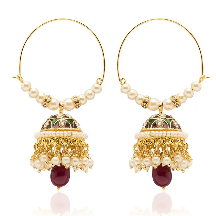 Yellow Chimes Exclusive Traditional Meenkari Moti Work Hoops Jhumki Earrings for Women and Girls Yellow Chimes Earrings Yellow Chimes Exclusive Traditional Meenkari Moti Work Hoops Jhumki Earrings for Women and Girls Yellow Chimes Earrings