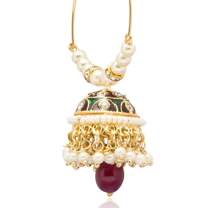 Yellow Chimes Exclusive Traditional Meenkari Moti Work Hoops Jhumki Earrings for Women and Girls Yellow Chimes Earrings