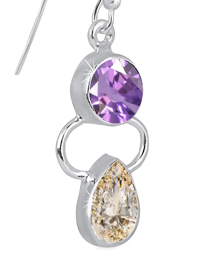 Yellow Chimes Gemstone Amethyst quartz Yellow Sapphire 925 Sterling Silver Hallmark and Certified Purity Drop Earrings for Women and Girls Yellow Chimes Bracelets