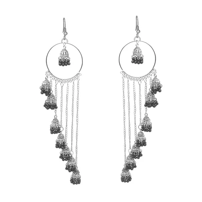 Yellow Chimes German Silver Oxidized Kashmiri Style Bali Traditional Jhumka Jhumki Earrings for Women and Girls Black Yellow Chimes Earrings Yellow Chimes German Silver Oxidized Kashmiri Style Bali Traditional Jhumka Jhumki Earrings for Women and Girls Black Yellow Chimes Earrings
