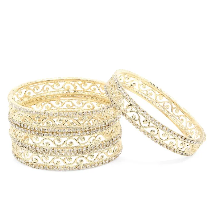 Yellow Chimes Gold Plated Crystal Studded Designer Traditional 4 Pcs Bangles Set for Women and Girls 26 Yellow Chimes Bracelets Yellow Chimes Gold Plated Crystal Studded Designer Traditional 4 Pcs Bangles Set for Women and Girls 26 Yellow Chimes Bracelets