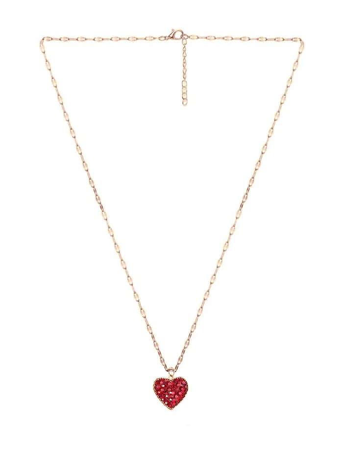 Yellow Chimes Heart Pendant for Women Statement Style Rose Gold Plated Black Red Heart Chain Pendant Necklace for Women and Girls Yellow Chimes Necklaces