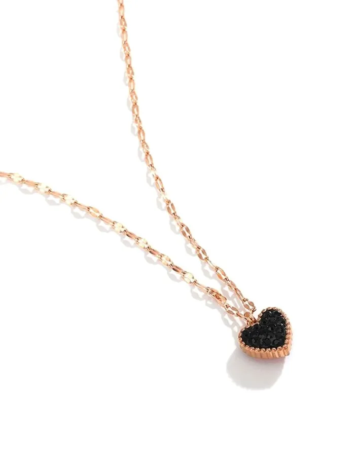 Yellow Chimes Heart Pendant for Women Statement Style Rose Gold Plated Black Red Heart Chain Pendant Necklace for Women and Girls Yellow Chimes Necklaces
