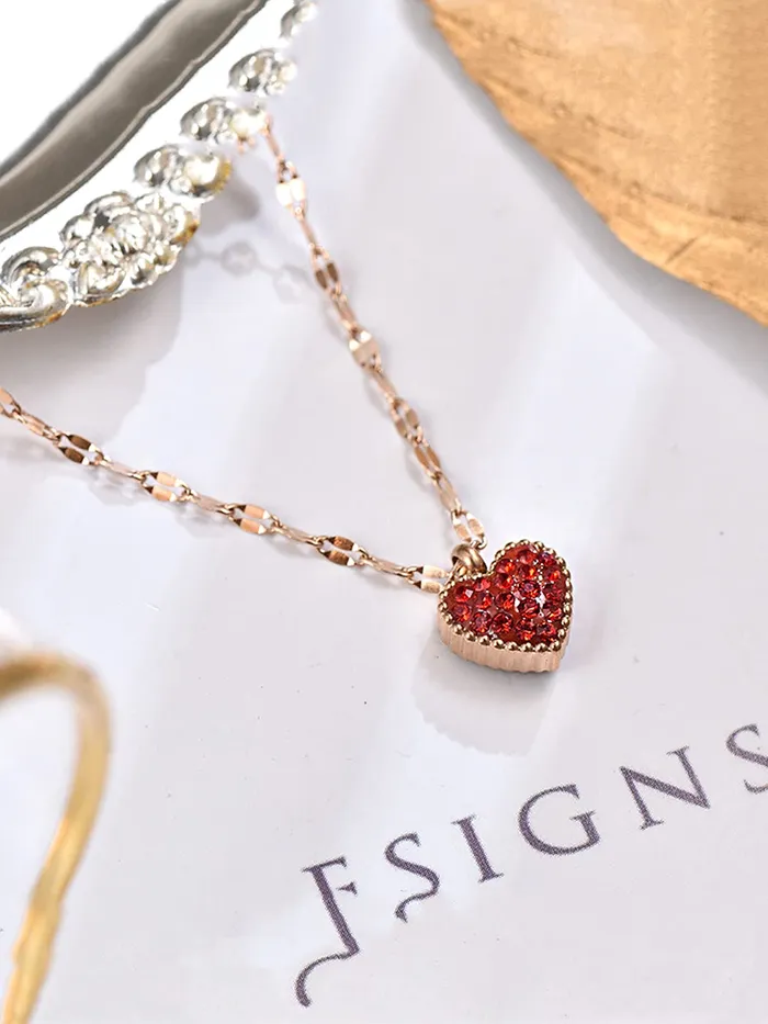 Yellow Chimes Heart Pendant for Women Statement Style Rose Gold Plated Black Red Heart Chain Pendant Necklace for Women and Girls Yellow Chimes Necklaces