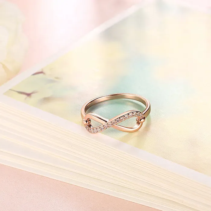 Yellow Chimes Infinite Love 18K Rose Gold Plated Crystal Ring for Women Girls Yellow Chimes Necklaces