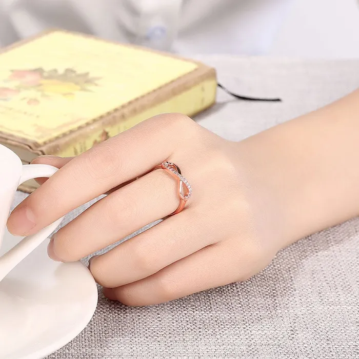 Yellow Chimes Infinite Love 18K Rose Gold Plated Crystal Ring for Women Girls Yellow Chimes Necklaces