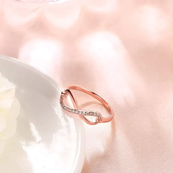 Yellow Chimes Infinite Love 18K Rose Gold Plated Crystal Ring for Women Girls Yellow Chimes Necklaces