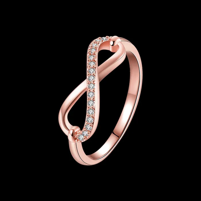 Yellow Chimes Infinite Love 18K Rose Gold Plated Crystal Ring for Women Girls Yellow Chimes Necklaces