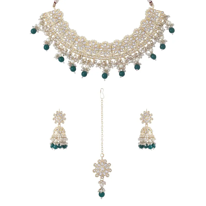 Yellow Chimes Jewellery Set for Women and Girls Kundan Necklace Set Gold Plated Kundan Studded Green Beads Drop Necklace Set Birthday Gift for girls and women Anniversary Gift for Wife Yellow Chimes Necklaces Yellow Chimes Jewellery Set for Women and Girls Kundan Necklace Set Gold Plated Kundan Studded Green Beads Drop Necklace Set Birthday Gift for girls and women Anniversary Gift for Wife Yellow Chimes Necklaces
