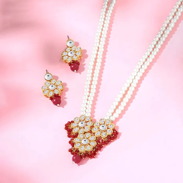 Yellow Chimes Jewellery Set for Women and Girls Pearl Necklace Set for Women Gold Plated Pearls Beaded Jewellery Set Birthday Gift for girls and women Anniversary Gift for Wife Yellow Chimes Earrings