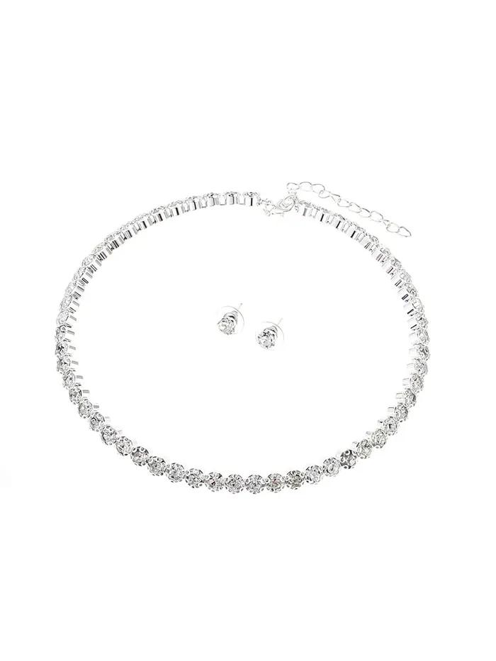 Yellow Chimes Jewellery Set for Women and Girls White Crystal Jewellery Set for Women Silver ToneCrystal Choker Necklace Set Birthday Gift for girls and women Anniversary Gift for Wife Yellow Chimes Necklaces Yellow Chimes Jewellery Set for Women and Girls White Crystal Jewellery Set for Women Silver ToneCrystal Choker Necklace Set Birthday Gift for girls and women Anniversary Gift for Wife Yellow Chimes Necklaces