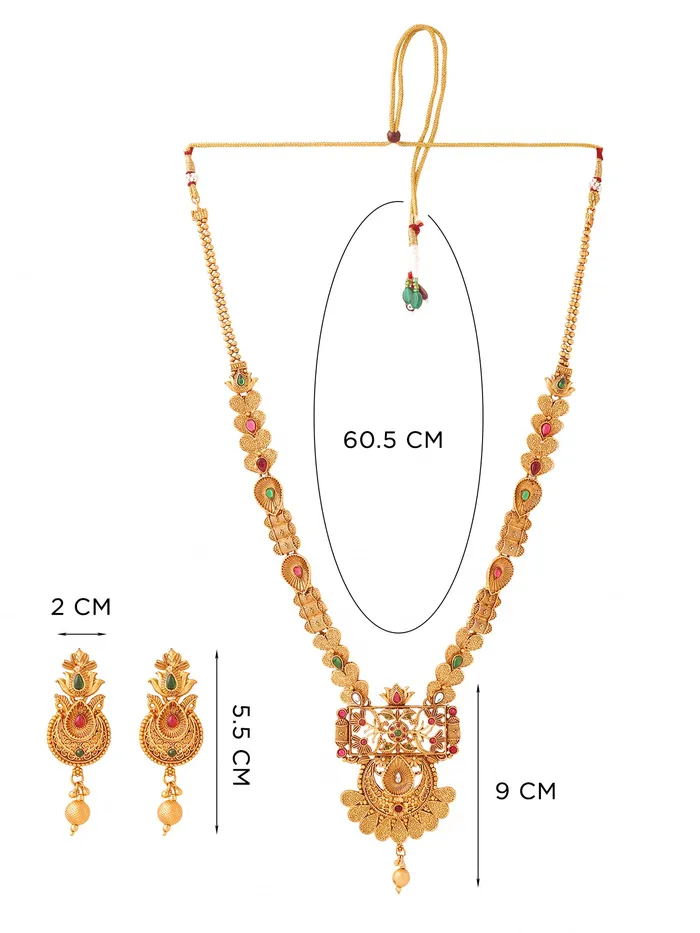 Yellow Chimes Jewellery Set For Women Golden Necklace Set for Women Traditional Long Gold Plated Jewellery Set for Girls Birthday Gift for Girls Women Anniversary Gift for Wife Yellow Chimes Bracelets