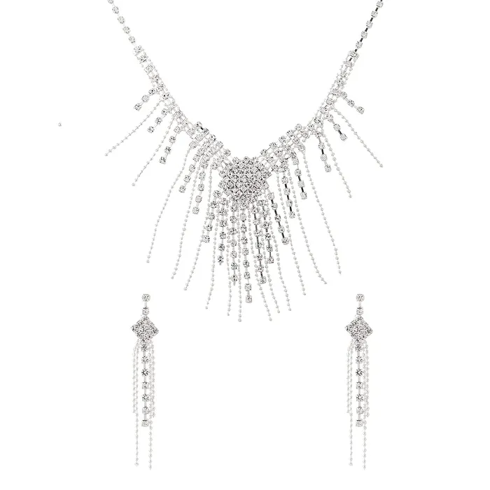 Yellow Chimes Jewellery Set For Women Silver Toned Drop Chain Designed Necklace Set With Earring For Women and Girls Yellow Chimes Earrings Yellow Chimes Jewellery Set For Women Silver Toned Drop Chain Designed Necklace Set With Earring For Women and Girls Yellow Chimes Earrings