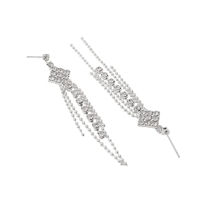 Yellow Chimes Jewellery Set For Women Silver Toned Drop Chain Designed Necklace Set With Earring For Women and Girls Yellow Chimes Earrings