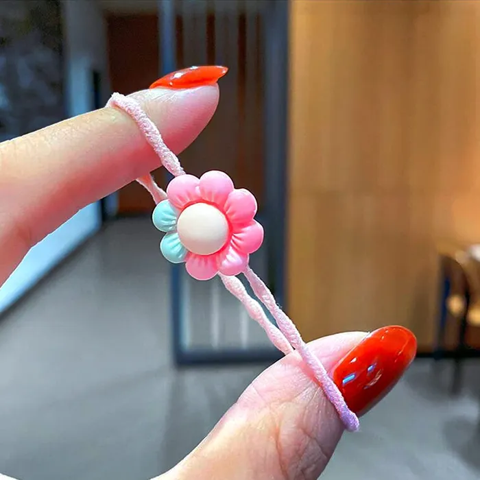 Yellow Chimes Melbees by Yellow Chimes Hair Clips Rubber Bands for Kids Multicolor Floral Icecream Shaped Rubberbands With Hairclips for Kids and Girls Hair Accessories for Girls and Kids Necklaces