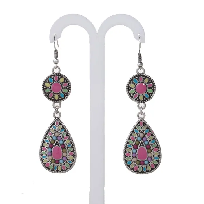 Yellow Chimes Modern Art Alloy Enamel Dangle Earring for Women Girls Yellow Chimes Necklaces