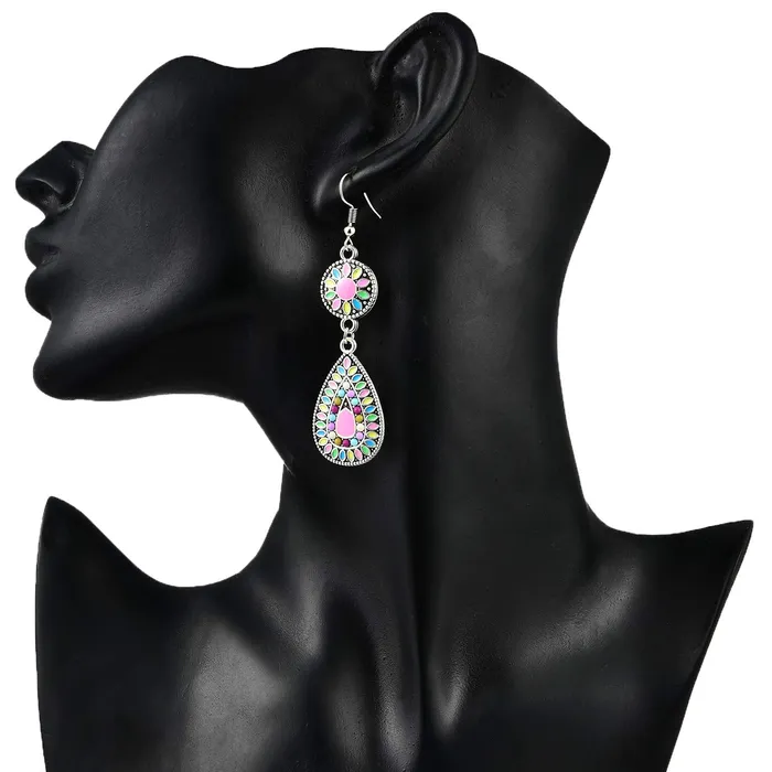 Yellow Chimes Modern Art Alloy Enamel Dangle Earring for Women Girls Yellow Chimes Necklaces