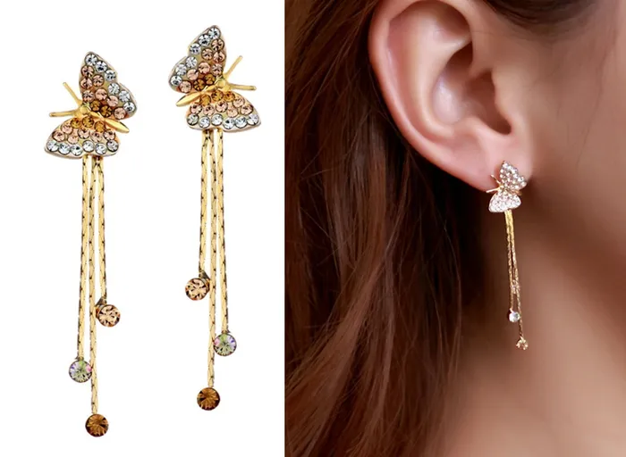 Yellow Chimes Moxie Collection Butterfly and Strings CZ Earrings for Women and Girl Yellow Chimes Rings