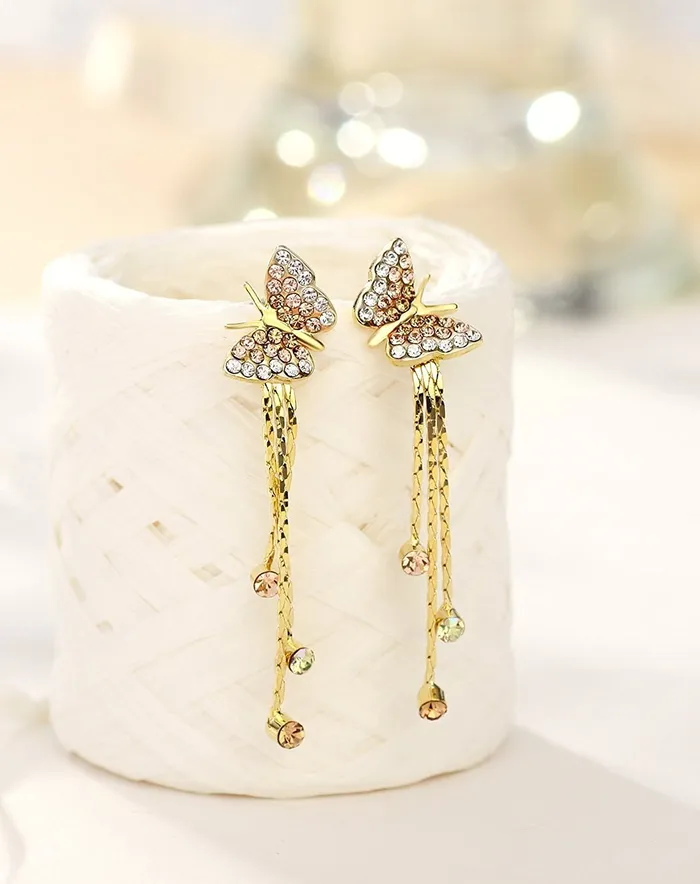 Yellow Chimes Moxie Collection Butterfly and Strings CZ Earrings for Women and Girl Yellow Chimes Rings