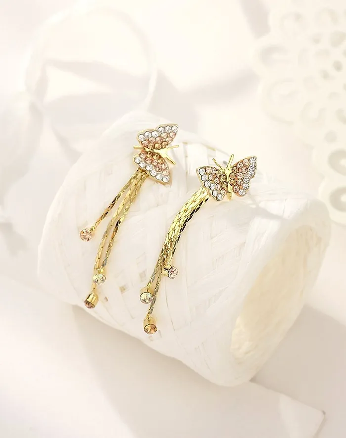 Yellow Chimes Moxie Collection Butterfly and Strings CZ Earrings for Women and Girl Yellow Chimes Rings