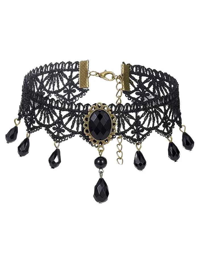 Yellow Chimes Necklace For Women Black Fabric Lace With Black Stone Hanging Choker Necklace For Women and Girls Yellow Chimes Earrings Yellow Chimes Necklace For Women Black Fabric Lace With Black Stone Hanging Choker Necklace For Women and Girls Yellow Chimes Earrings