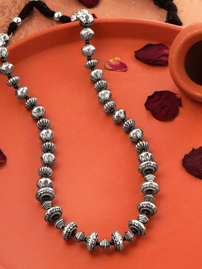 Yellow Chimes Necklace Silver Oxidised Beads Long Adjustable Vintage Traditional Necklace For Women and Girls NK 2 Yellow Chimes Necklaces