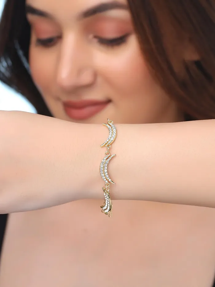 Yellow Chimes Necklaces Golden Moses Bracelet Fashionable Womens Accessory with Elegant Moon Stones Adjustable Fit One Size