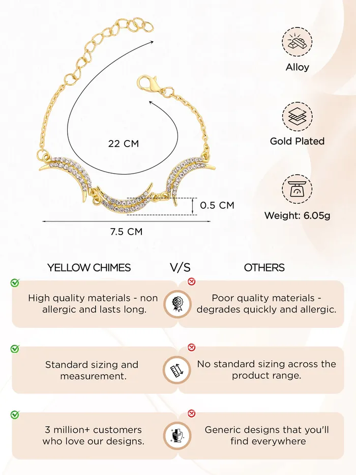 Yellow Chimes Necklaces Golden Moses Bracelet Fashionable Womens Accessory with Elegant Moon Stones Adjustable Fit One Size