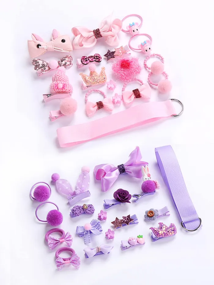 Yellow Chimes Necklaces Melbees By Yellow Chimes 36 Pcs Set of Hair Accessories for Kids with Hair Clips and Hair Band Assortment Gift Set for Kids Girls Pack of 36 Purple Pink Medium YCHASETKD007BNDL