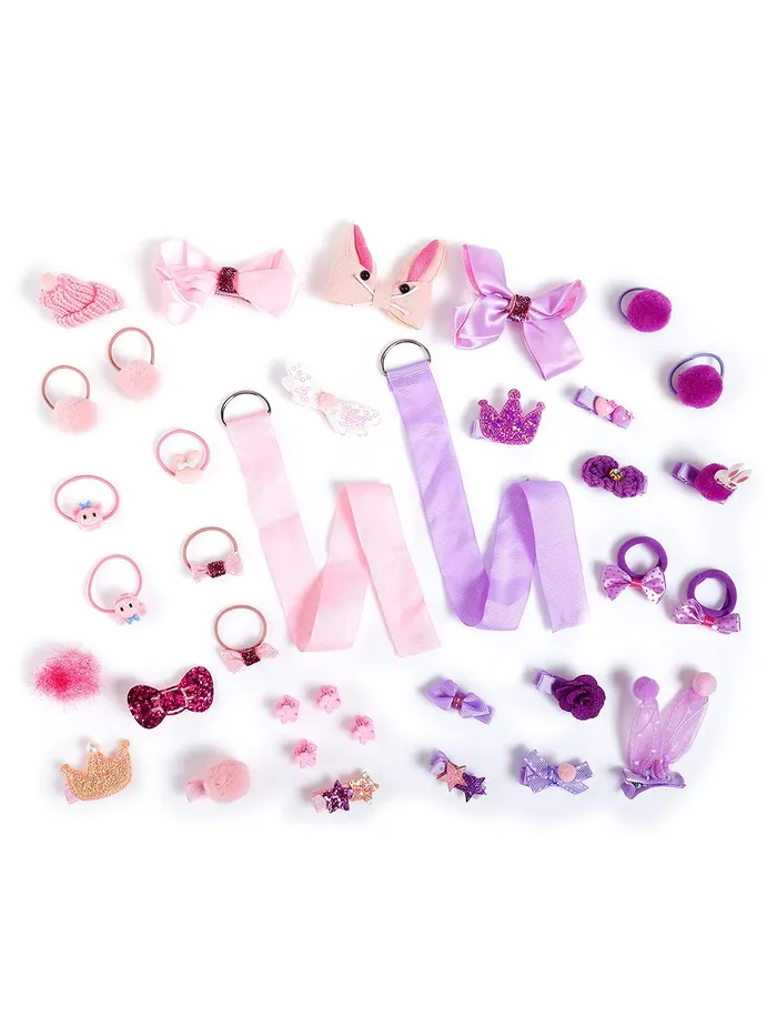 Yellow Chimes Necklaces Melbees By Yellow Chimes 36 Pcs Set of Hair Accessories for Kids with Hair Clips and Hair Band Assortment Gift Set for Kids Girls Pack of 36 Purple Pink Medium YCHASETKD007BNDL