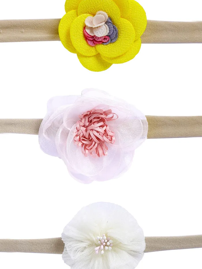 Yellow Chimes Necklaces Melbees by Yellow Chimes Combo of 3 Stretcheable Hair Bands Floral Hair Accessories for Baby Infant Pack of 3 MultiColor Medium