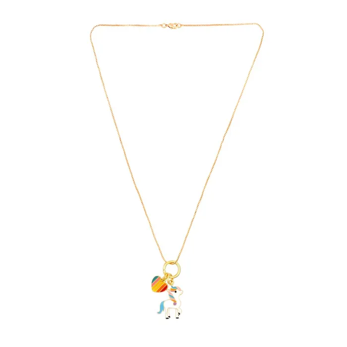 Yellow Chimes Necklaces Melbees Pendant Necklace Unicorn Charm Necklace for Kids 30cm Multicolor