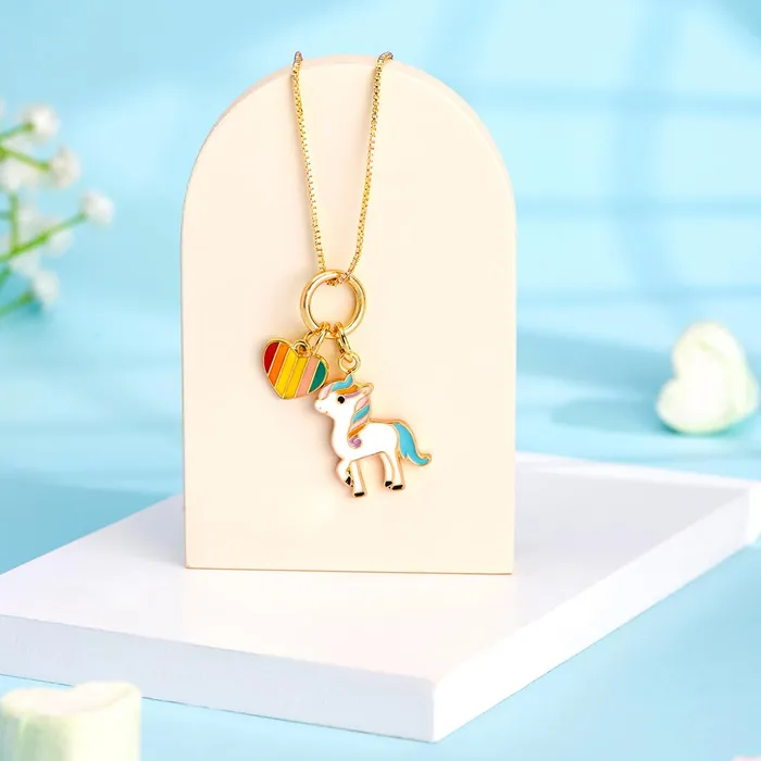Yellow Chimes Necklaces Melbees Pendant Necklace Unicorn Charm Necklace for Kids 30cm Multicolor