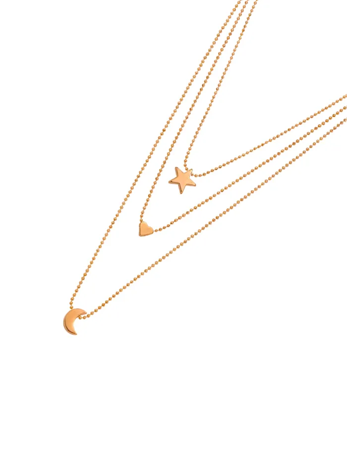 Yellow Chimes Necklaces Multi Layered Chain Necklace Fashion Gold Plated Choker with Moon Heart Star One Size Gold