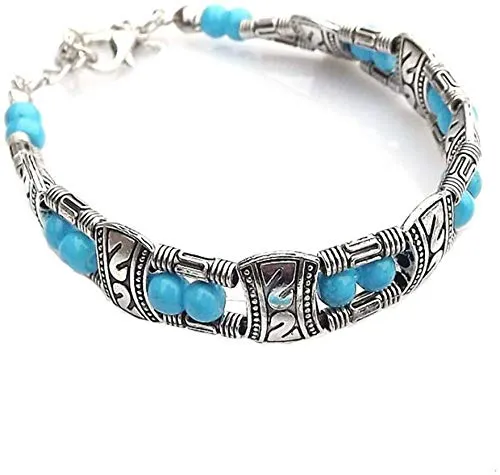 Yellow Chimes Necklaces Yellow Chimes Antique Oxidized Silver Vintage Tibetan Gypsy Bohemian Blue Beads Bracelet For Women and Girls Yellow Chimes Necklaces Yellow Chimes Antique Oxidized Silver Vintage Tibetan Gypsy Bohemian Blue Beads Bracelet For Women and Girls