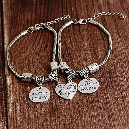Yellow Chimes Necklaces Yellow Chimes Bracelet for Women and Girls Fashion Silver Friendship Bracelets for Women Girls 2 Pcs Heart Shaped Friendship Bands Bracelet Gift for Best Friend Friendship Bff Bracelets