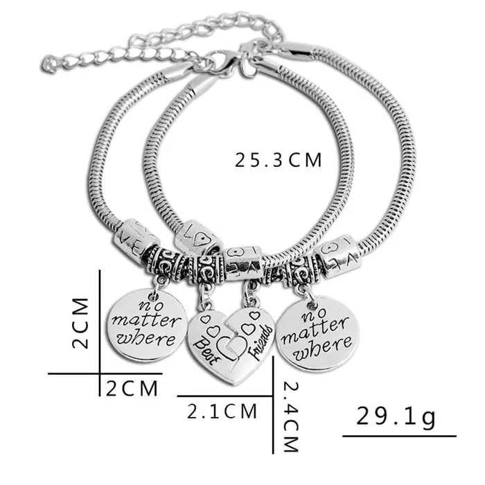 Yellow Chimes Necklaces Yellow Chimes Bracelet for Women and Girls Fashion Silver Friendship Bracelets for Women Girls 2 Pcs Heart Shaped Friendship Bands Bracelet Gift for Best Friend Friendship Bff Bracelets