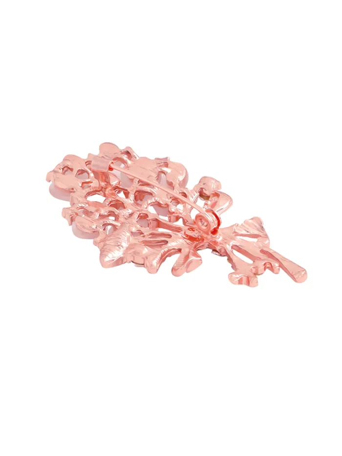 Yellow Chimes Necklaces Yellow Chimes Brooch for Women Elegant Opal Stone Rosegold Plated Floral Shaped Crystal Brooch for Women and Girls
