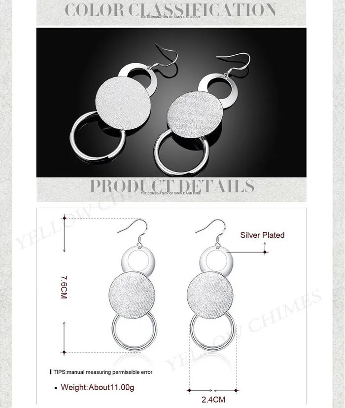 Yellow Chimes Necklaces Yellow Chimes Celebrity Choice Silver Plated Dangler Earrings for Women and Girls