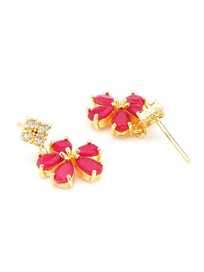 Yellow Chimes Necklaces Yellow Chimes Choker Necklace Set for Women Gold Plated Traditional Jewellery Set Floral Pink Crystal Choker Necklace Set for Women and Girls