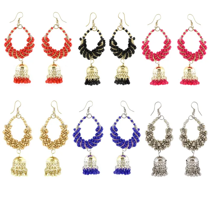 Yellow Chimes Necklaces Yellow Chimes Combo of 6 Pair Ethnic Oxidised Silver Golden Beads Design Dangler Jhumka Earrings for Women and Girls medium YCTJER09DNGJHMCMC gold silver black Yellow Chimes Necklaces Yellow Chimes Combo of 6 Pair Ethnic Oxidised Silver Golden Beads Design Dangler Jhumka Earrings for Women and Girls medium YCTJER09DNGJHMCMC gold silver black