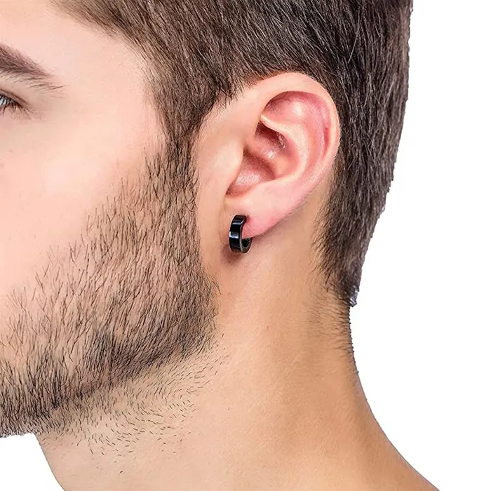 Yellow Chimes Necklaces Yellow Chimes Earrings for Men Boys Fashion Black Studs Set for Men Stainless Steel stud Earrings Combo Accessories Jewellery for Unisex Birthday Anniversary Gift